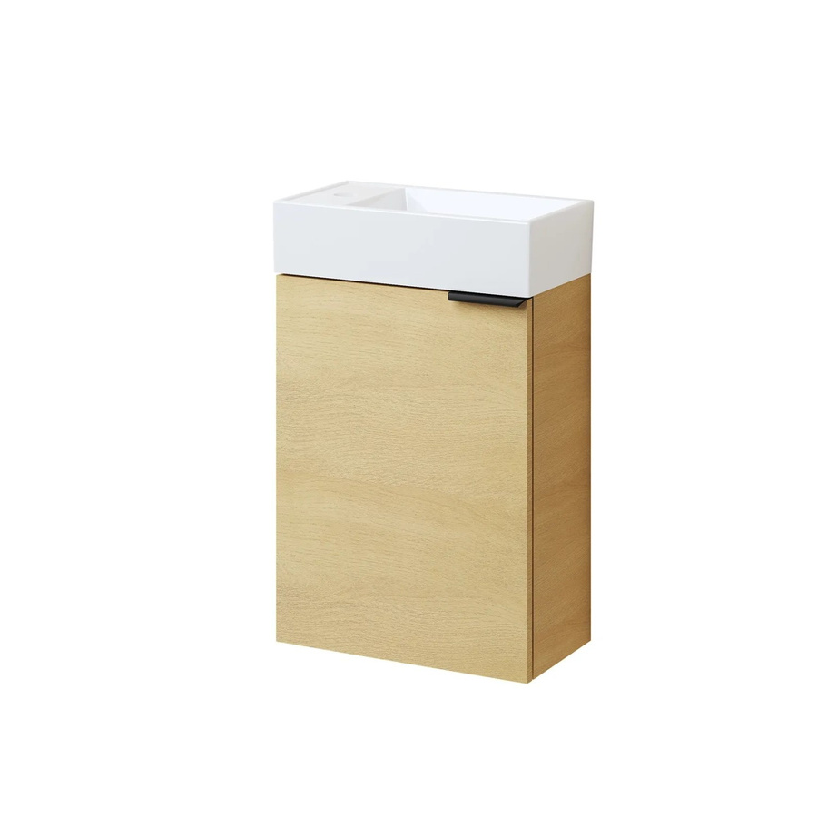 Emke Badezimmerunterschrank mit Keramikbecken in Oak, B/T/H: 41,7 x 24 x 64,6 cm - Bild 2