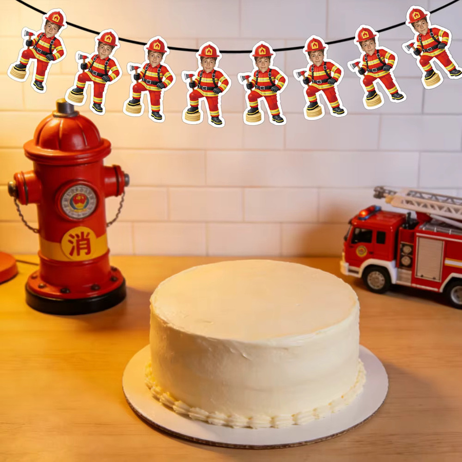 Personalisierte Feuerwehr-Geburtstagsbanner von joy-enlife, bunte Wimpel-Dekoration aus Papier für Kinderpartys - Bild 5