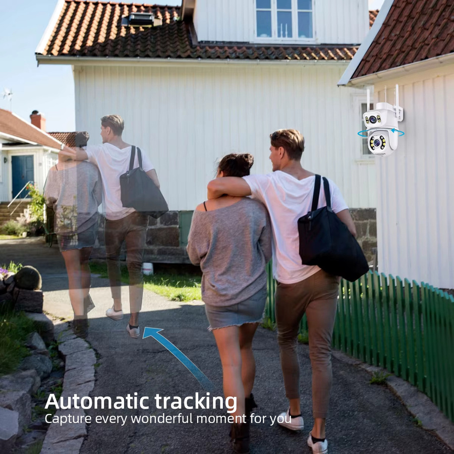 DDBROUGEN 4K 8MP HD Dual Objektiv Outdoor Wireless IP Kamera mit Wifi, PTZ und Auto Tracking, Weiß - Bild 3