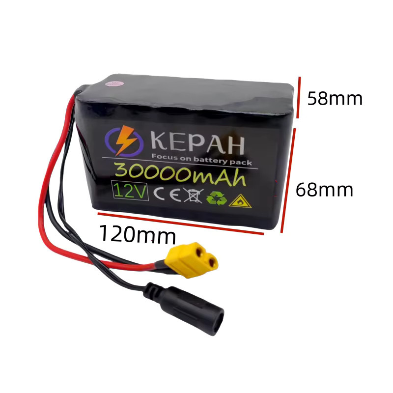 KEPAH 12 V 30000 mAh Lithium-Akku 18650 mit integriertem Hochstrom-BMS in Schwarz - Bild 2