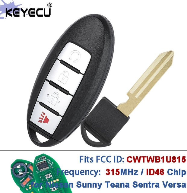 KEYECU Smart-Fernschlüssel mit ID46 Chip für Nissan Sunny Teana Sylphy Sentra Versa 2011-2017, 315MHz, Schwarz - Bild 1