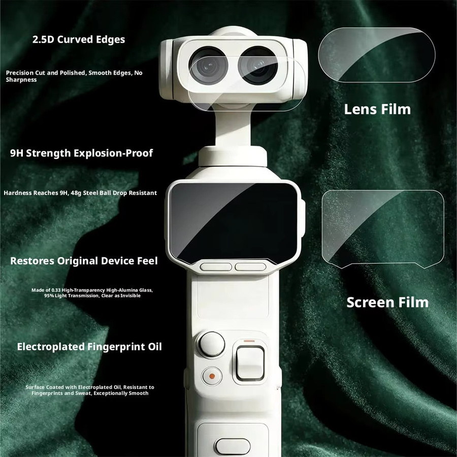 Insta360 Luna Ultra Schutzfolie aus gehärtetem Glas für Bildschirm und Kameraobjektiv, transparent - Bild 2