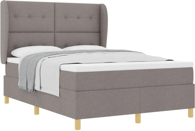 vidaXL Boxspringbett mit Matratze in Taupe und Grau aus Stoff, B/T/H: 160 x 200 x 34 cm - Bild 1