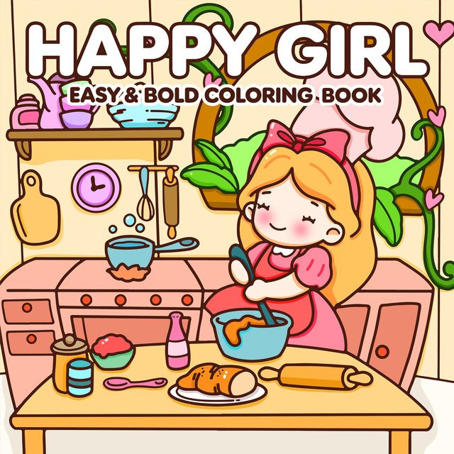 HAPPY GIRL Malbuch für Erwachsene mit einfachen Mustern in Multicolor - Bild 1