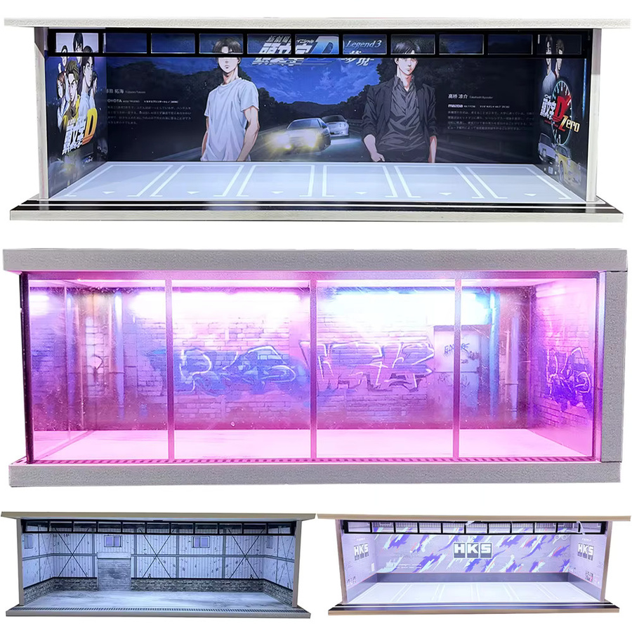 meiduoxing Diecast Vitrine mit LED-Beleuchtung, 1:64 Maßstab, DIY Garage Diorama Parkszene - Bild 2
