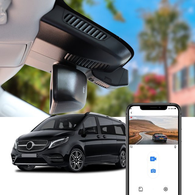 FITCAMX 4K UHD Dashcam in Schwarz für Mercedes V-Klasse 2015-2026, Metris & Sprinter Van 2019-2025, kompatibel mit Facelift, EQV, Vito und eVito - Bild 1