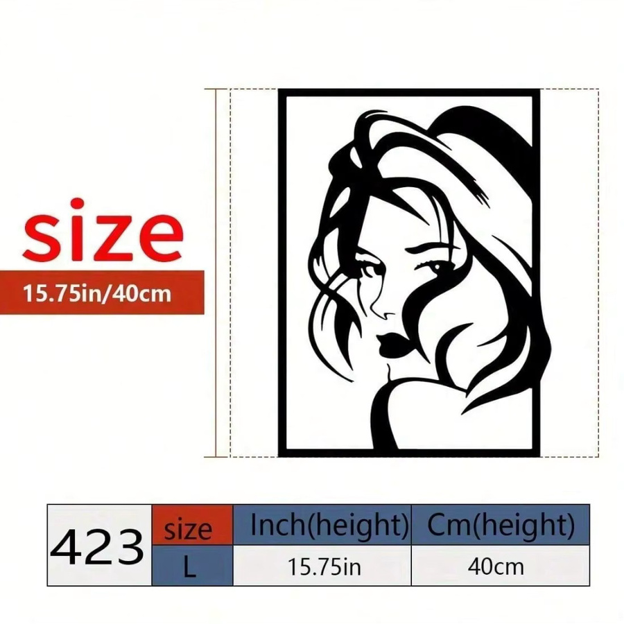 CIFBUY Wandkunst aus Metall in Schwarz und Weiß mit minimalistischer weiblicher Silhouette zur Wandmontage - Bild 2