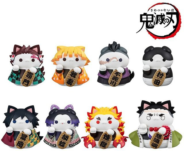 Bandai Demon Slayer Katzen-Stil PVC Sammlerfiguren, 8-teiliges Set - Bild 1