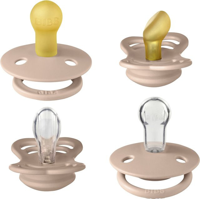 BIBS Try-It Collection Schnuller aus Latex im 4er-Pack für 0-6 Monate, Farben: Pink, Beige und Cherry - Bild 1
