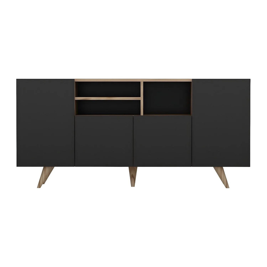 Vente-unique Sideboard Mostia in Schwarz und Natur im skandinavischen Design, Breite: 160 cm - Bild 2
