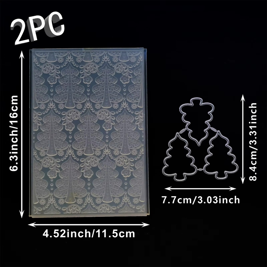 2er-Set Weihnachtsbaum-Dekorationsmuster mit 3D-Relief und Metallformen - Bild 3