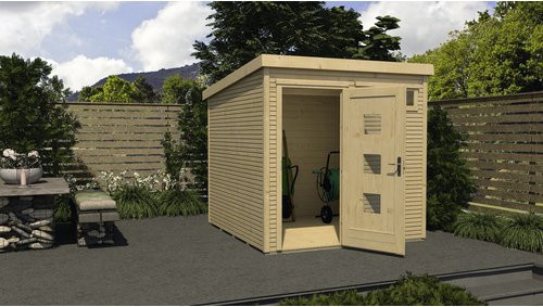 WEKA Gartenhaus Typ 171 aus Massivholz in Beige mit Flachdach B/H/T: 308 x 212 x 301 cm - Bild 3