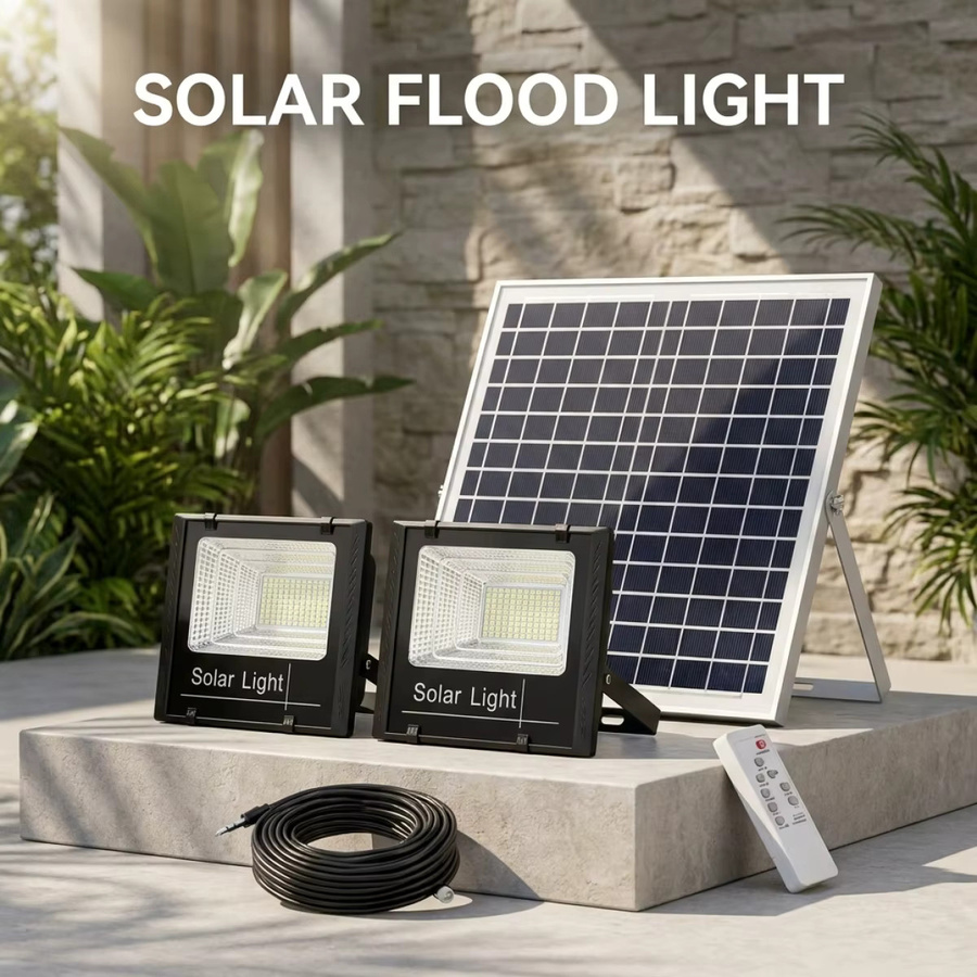 YQCHEZI Solarleuchte für den Außenbereich mit 12000/8000mAh Akku, 2-Kopf-Solarlampe in Schwarz, wasserdichte Gartenwandleuchte mit Aluminium-Solarpanel und modernem Design - Bild 5