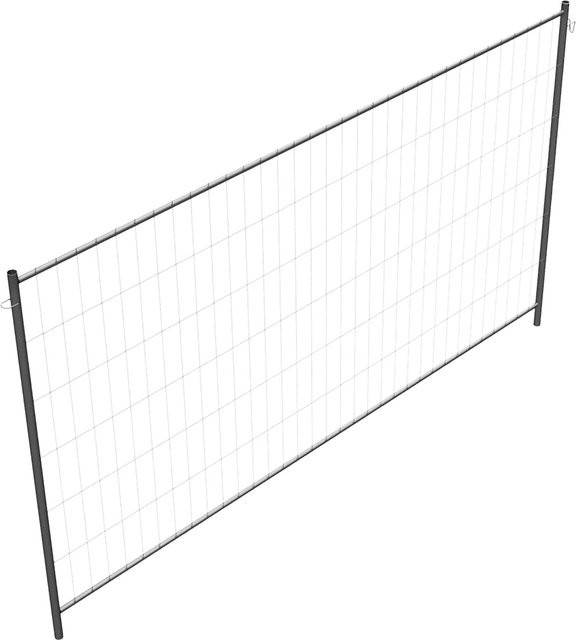 Schake Mobilzaun Light Site Fence aus feuerverzinktem Stahl mit Haken und Ösen, Farbe: Grau, B: 350 cm, H: 200 cm, T: 100 cm - Bild 1