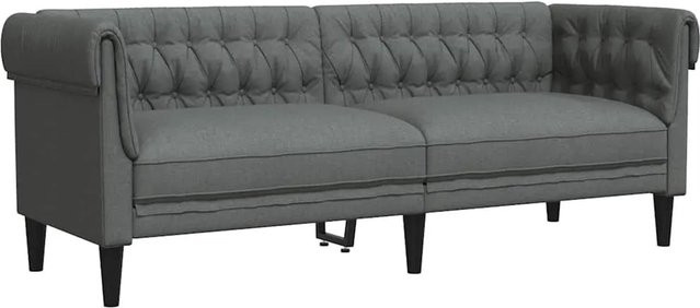 vidaXL Chesterfield-Sofa 3-Sitzer Dunkelgrau mit Stoffbezug und Massivholzrahmen B: 201,5 cm, H: 74,5 cm, T: 85,0 cm - Bild 1