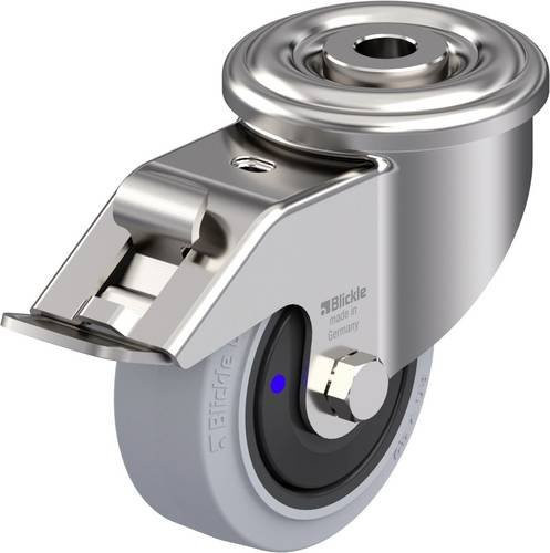 Blickle Edelstahl-Lenkrolle LEXR-POEV 80XKF-FI-SG in Silber mit 80 mm Rad-Durchmesser und 140 kg Tragfähigkeit - Bild 1