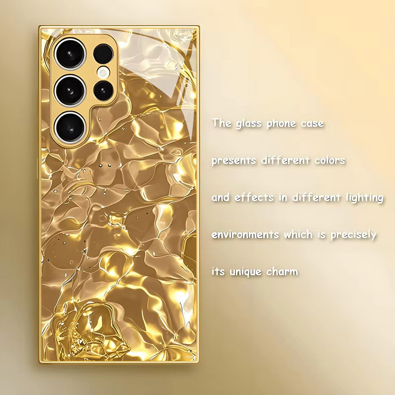 Galvanisch vergoldete Handyhülle für Samsung Galaxy S26 S25 S24 S23 S22 Ultra Plus aus gehärtetem Glas mit Goldmuster - Bild 2