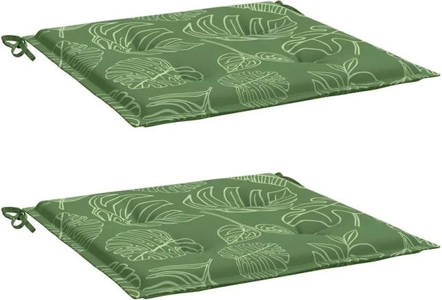 vidaXL Stuhlkissen 2er Set mit Blattmuster aus wasserabweisendem Oxford-Gewebe, B/T/H: 40 x 40 x 4 cm - Bild 1