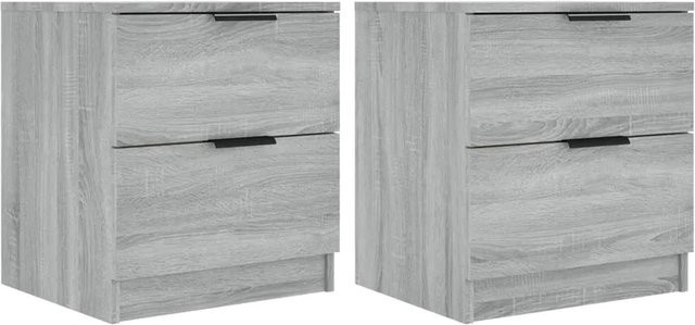 vidaXL Nachttische 2er Set in Grau Sonoma Ash aus Holzwerkstoff, B/T/H: 39 x 50 x 45 cm - Bild 1