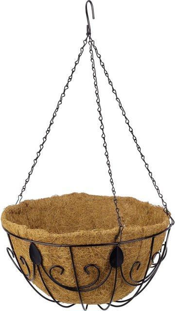 Relaxdays Hängekorb 3er Set aus Eisen mit Kokosfasern in Braun und Schwarz für Hängepflanzen, Höhe: 61 cm, Breite: 35 cm, Tiefe: 35 cm - Bild 1