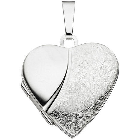 Colfem Medaillon Herz, 925 Sterling Silber, eismatt, Anhänger, Unisex - Bild 1