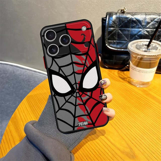 Marvel Spider Man Spinnennetz Handyhülle für iPhone 17 16 15 14 13 12 11 Pro Max Air XS Plus Mini 6s in Schwarz und Rot - Bild 1