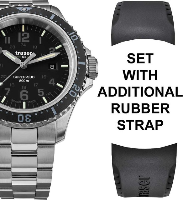 Traser Armbanduhr, Quarz, Edelstahl, Schwarz, 46 mm, Herren - Bild 1