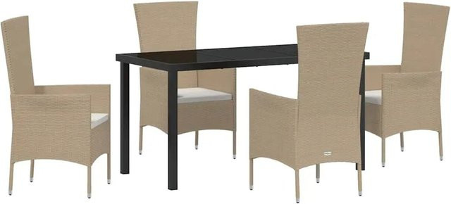 vidaXL Garten Essgruppe aus Poly-Rattan und Stahl, 5-teilig, Beige - Bild 1