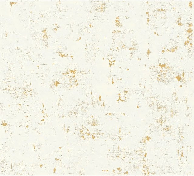 Profhome Tapete in Steinoptik mit geometrischem Muster, Farbe Weiß und Gold, matt, Non-Woven, Breite: 0,53 m, Länge: 10,05 m - Bild 1