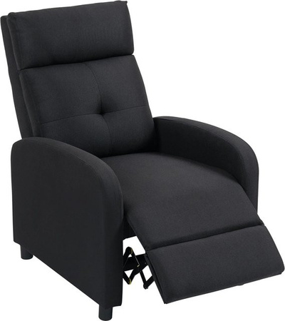 HOMCOM Fernsehsessel mit Liegefunktion in Schwarz aus Leinenimitat, B/T/H: 87 x 67 x 98 cm