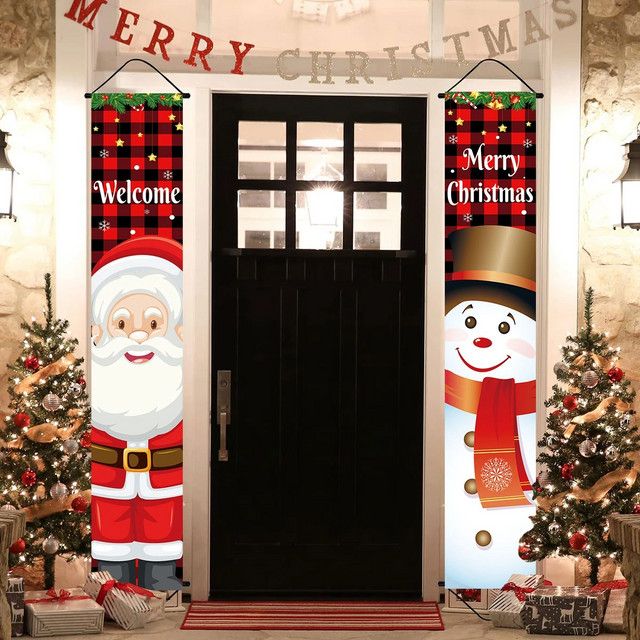 VIKAMA Weihnachts Banner Schneemann Tür Couplets zur Familiendekoration für das Jahr 2025 - Bild 1