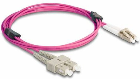 Delock 87917 Glasfaser LWL Anschlusskabel Violett, 2 m, 1x LC-Stecker auf 1x SC-Duplex, 50/125 µ Multimode OM4 - Bild 1