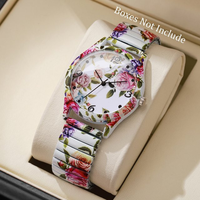 yolako Armbanduhr, Blumenmuster, Quarz, Silikon, Schwarz, Damen - Bild 1