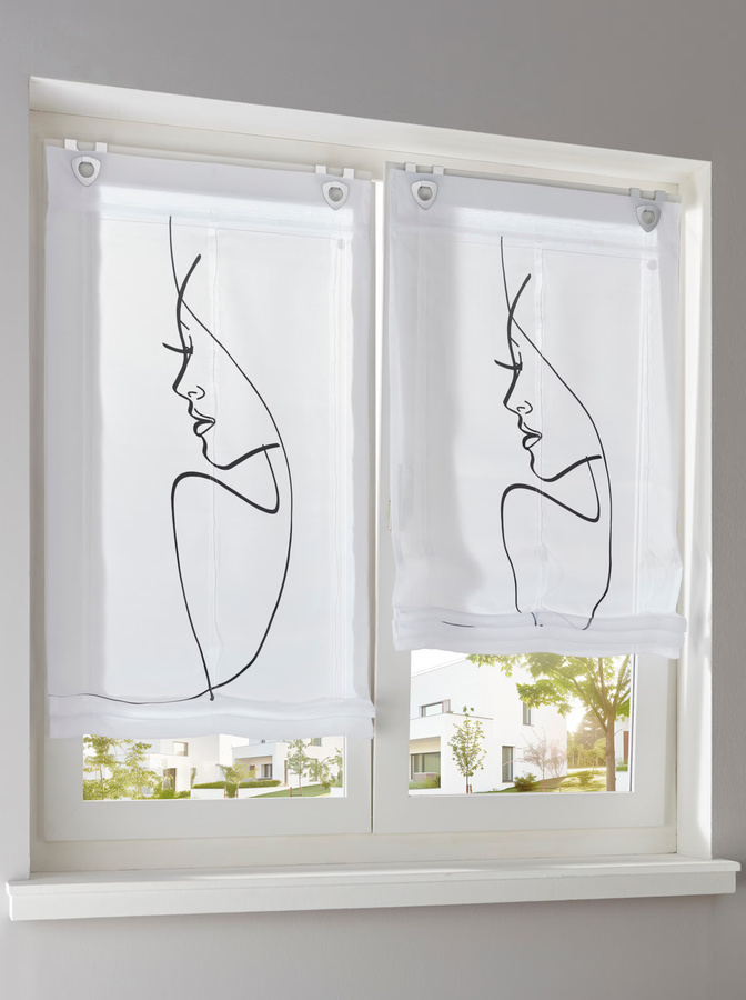 Raffrollo Heine Home transparent in Weiß und Grau aus 100% Polyester ohne Bohren und Schrauben - Bild 1