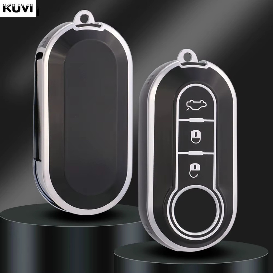 Kuvi TPU Auto Flip Schlüsselhülle für Fiat 500 Ducato Punto Panda Lancia Musa Citroen Jumper und Peugeot Boxer - Bild 2