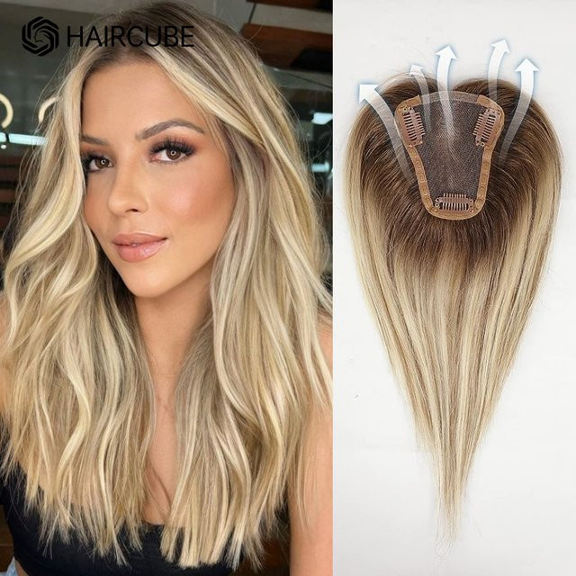 HAIRCUBE Echthaar Topper Clip-in-Haarverlängerungen, Blonde Balayage, Damen - Bild 1