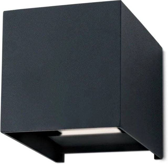 Orion Leuchten CUBE LED Außen Wandleuchte Anthrazit B/H: 10 x 10 cm, 3000K Warmweiß, 400lm, 6W, IP54 - Bild 1
