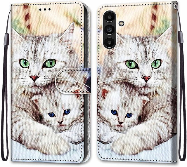 Luxuriöse bemalte Samsung Galaxy Ledertasche im Brieftaschen-Stil als Schutzhülle, Multicolor - Bild 1