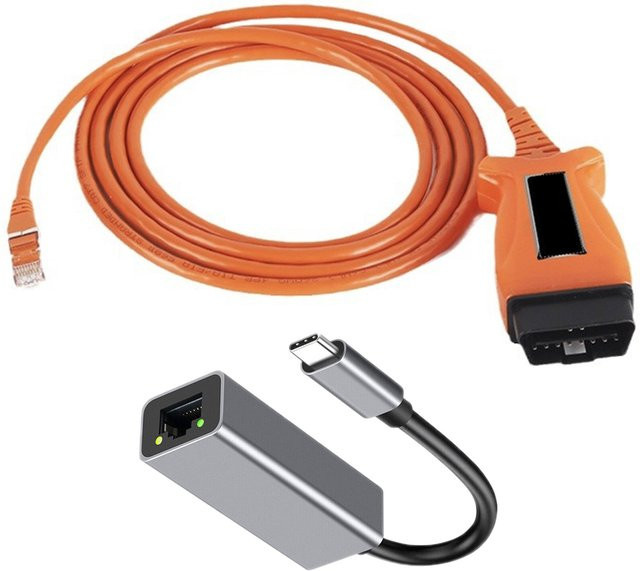 ENET OBD2-Kabel mit USB-C Anschluss in Orange für BMW F-Serie und neuer, kompatibel mit ICOM, E-SYS, ISTA und Bimmercode - Bild 1
