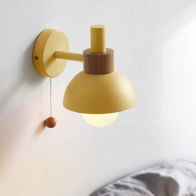 JOYINLED Nordische Moderne E27 Wandlampe aus Metall mit Schalter in Gelb für Flur, Wohnzimmer, Schlafzimmer und Treppenhaus - Bild 1