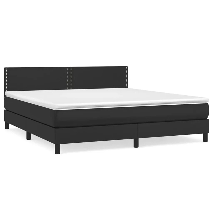 vidaXL Boxspringbett mit Matratze Schwarz B/T/H: 180 x 200 cm aus Kunstleder und Stoff mit Taschenfederkern - Bild 2