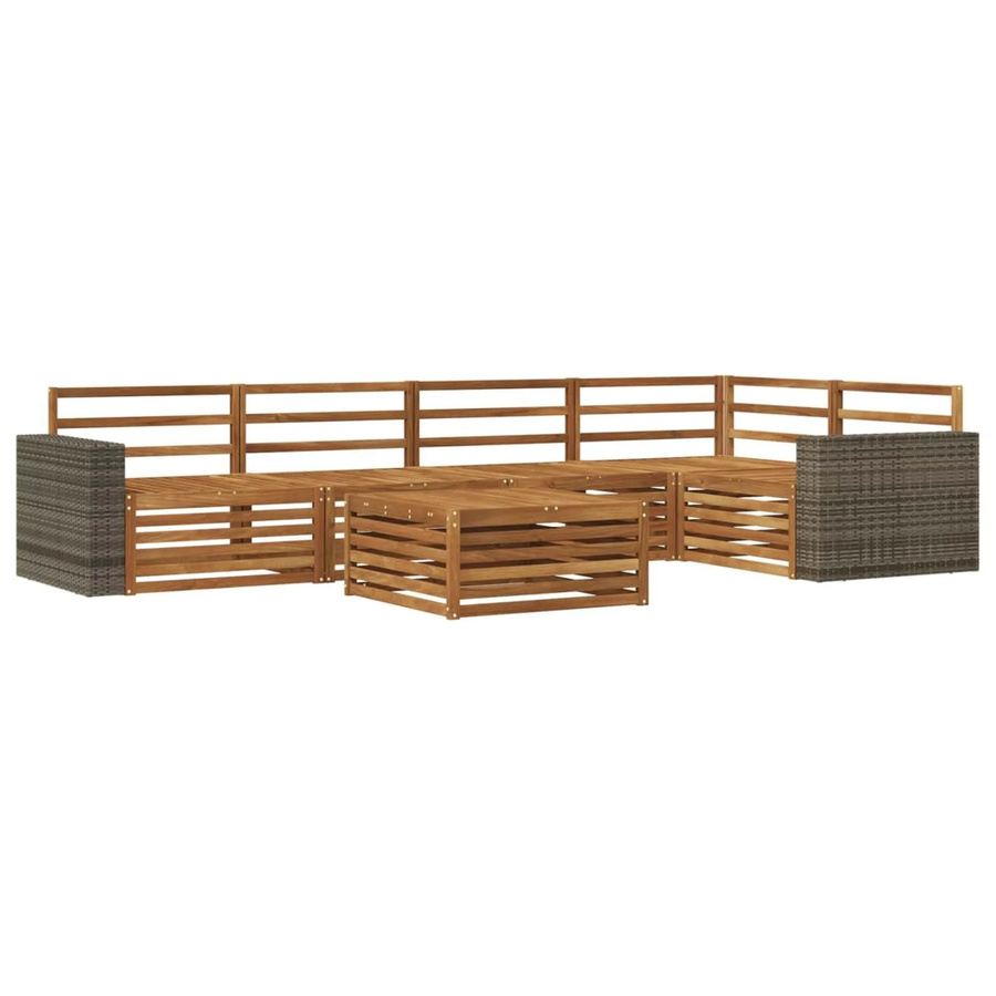 vidaXL Outdoor-Sofagarnitur aus Akazienholz in Braun, 6-teiliges Set mit Tisch und Polstern, B/T/H: 79 x 79 x 37 cm - Bild 2