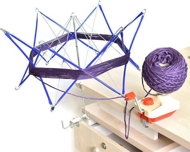 Alloet Garnwickelmaschine in Blau, handbetriebene Garnwickelhilfe in Regenschirmform, tragbar und multifunktional, B/T/H: 43,0 x 45,0 x 43,0 cm - Bild 1