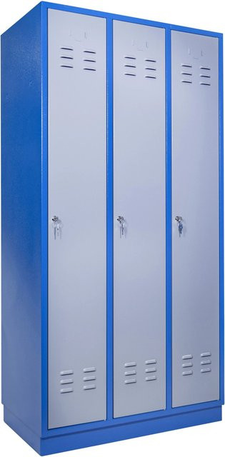 GÜDE Garderobenschrank TYP GS 3, 3-türig, Stahl und Kunststoff, Grau-Blau, B: 88,5 cm, T: 50,0 cm, H: 177,5 cm - Bild 2