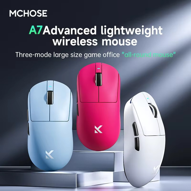 MCHOSE A7 V2 Pro Ultra Kabellose Gaming-Maus in Weiß mit PAW3395 Sensor, 42000 DPI und 8KHz Tri-Mode Technologie - Bild 2