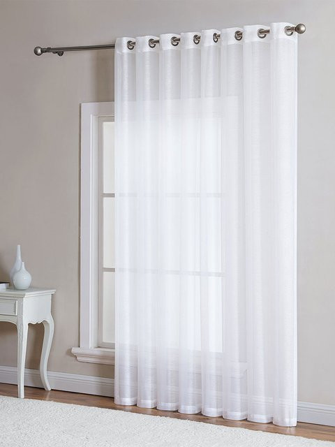 EASHION Voile-Vorhang mit Ösen in Weiß und Transparent, Höhe: 96,5 cm, Breite: 60 cm - Bild 1