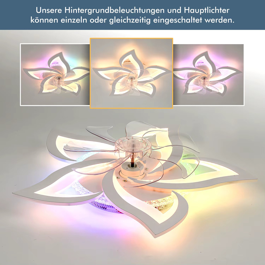 Oyajia LED-Deckenventilator mit integrierter 50 W LED-Leuchte und 5-Licht-Design für Schlafzimmer und Wohnzimmer - Bild 3