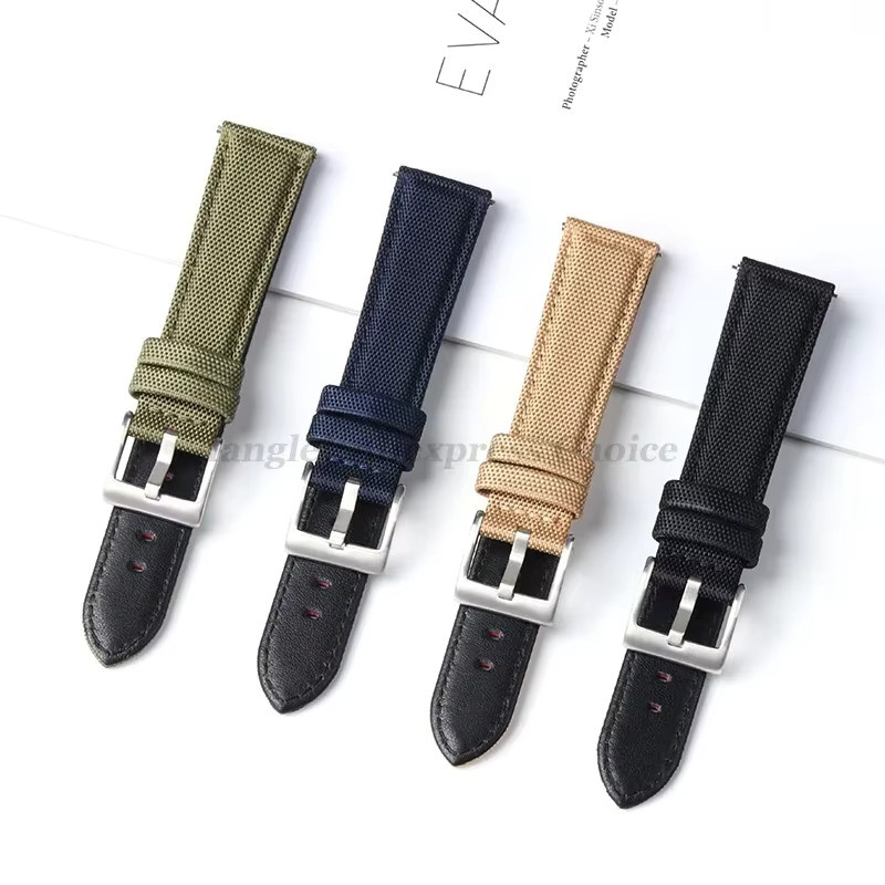 Uhrenarmband Leder, Nylon Canvas, 20mm, 22mm, Unisex, Sport - Bild 2