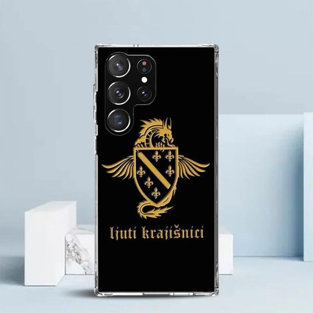 Handyhülle mit Bosnien und Herzegowina Flaggen-Design für Samsung Galaxy S24 S25 S26 Ultra S23 S22 S21 S20 FE Plus in Schwarz aus weichem TPU - Bild 1