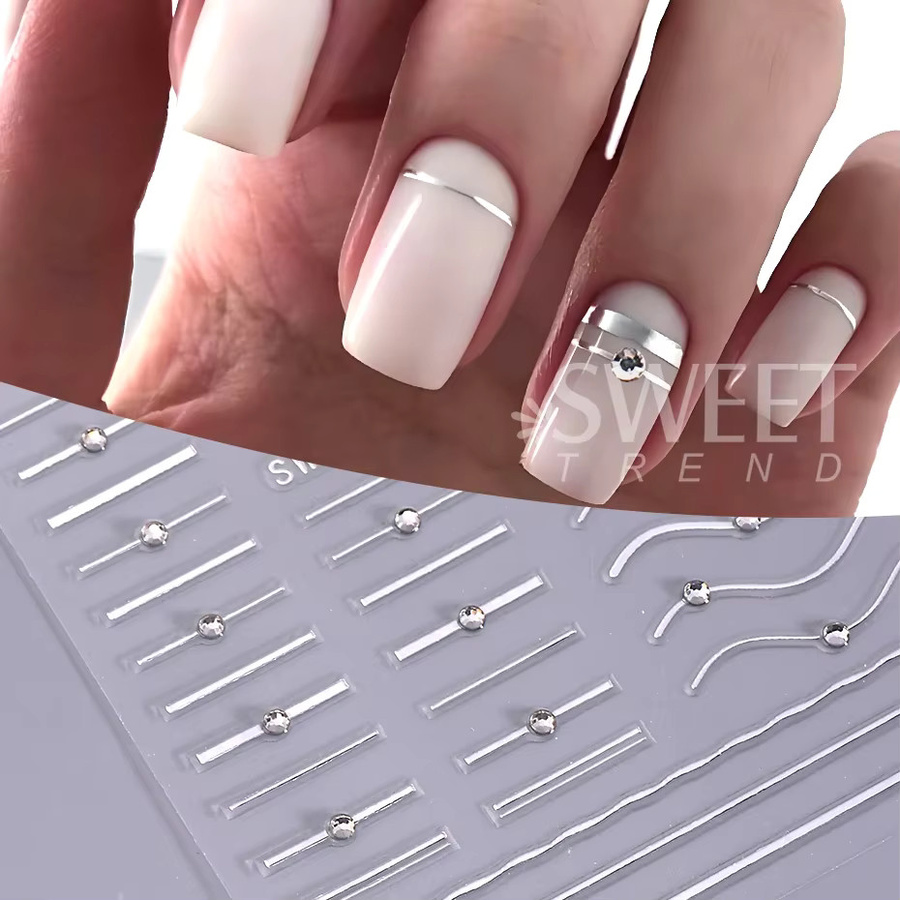 SWEET TREND Nagelaufkleber mit Strass, Gold Silber, Metallic - Bild 2